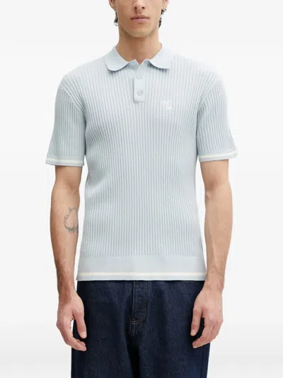 Filling Pieces Ribbed-knit Polo Shirt In Blue