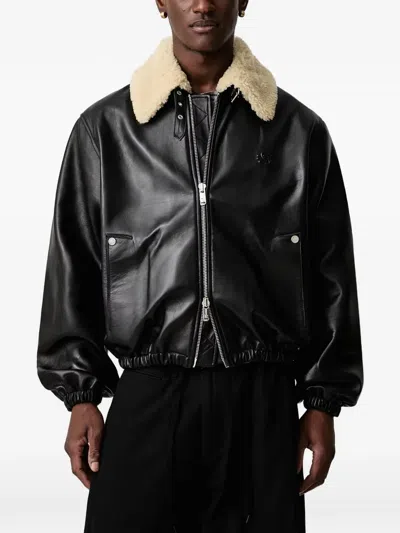 Filling Pieces Shearling-collar Zip-up Jacket In Black