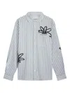 Filling Pieces Striped Floral Shirt In White
