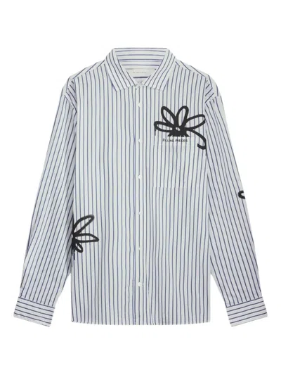 Filling Pieces Striped Floral Shirt In White