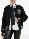 Filling Pieces Varsity-style Logo-patch Bomber Jacket In Black