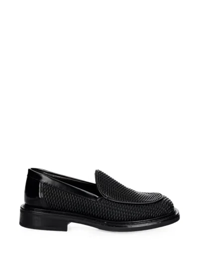 Filling Pieces Woven Leather Loafers In Black