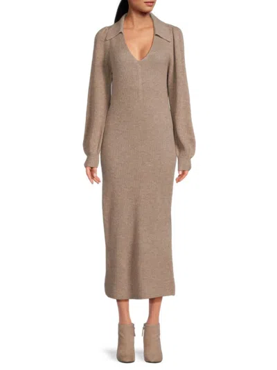 Filoro Women's Wool Blend Midaxi Polo Dress In Hazelnut