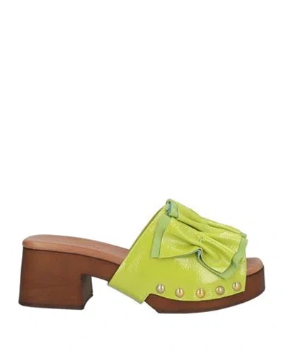Filoteo Calzoleria Woman Mules & Clogs Lime Green Size 10 Leather