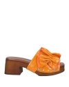 Filoteo Calzoleria Woman Mules & Clogs Orange Size 7 Leather