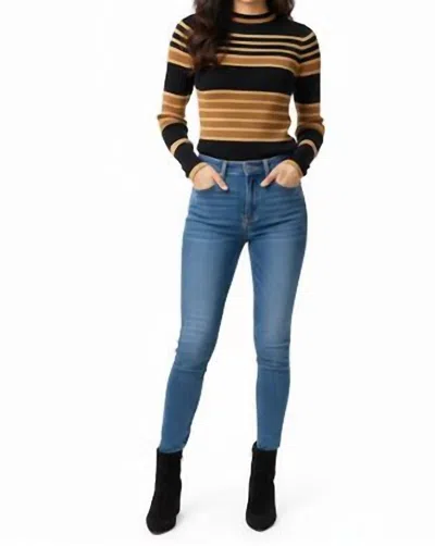 Filovemoda Long Sleeve Knit Sweater In Brown Combo In Multi