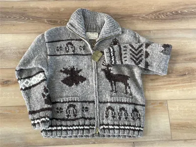Pre-owned Filson 100% Wool Elk Cowichan Sweater Hand Made In Canada Vintage Jacket M L Xl In Gray