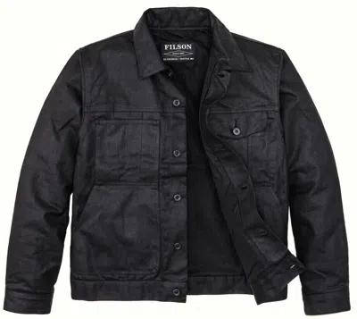 Pre-owned Filson 20232828 Men's Xl Short Lined Cruiser Tin Cloth Black Jacket