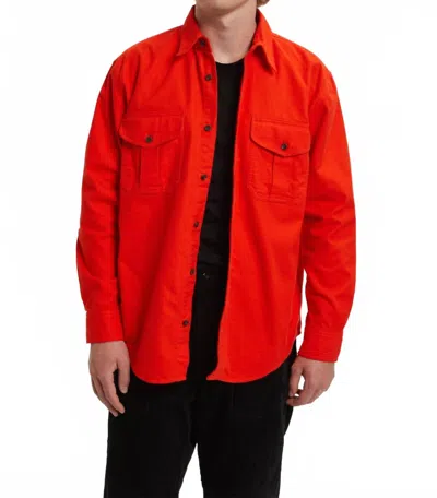 Filson Alaskan Guide Button Flannel Shirt In Dark Flame In Red