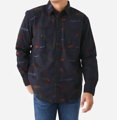 Filson Alaskan Guide Shirt In Fish Decoy Navy In Blue