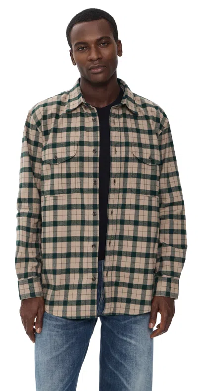 Filson Alaskan Guide Shirt Oatmeal/pine Plaid In Brown