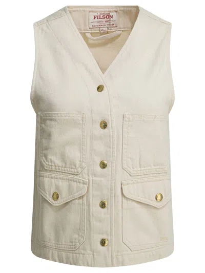 Filson "archive Cruiser" Sleeveless Jacket In White