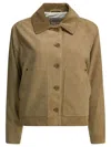 Filson Corduroy-collar Suede Coat In Brown