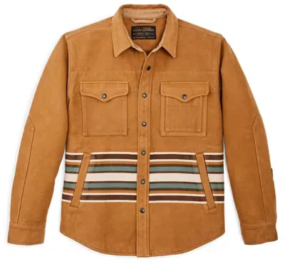 Pre-owned Filson Beartooth Jac Shirt 20277935 Golden Tan Khaki Stripe Shacket Jacket Cc