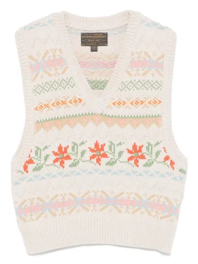 Filson Beige Jacquard Cotton Sweater In Pink
