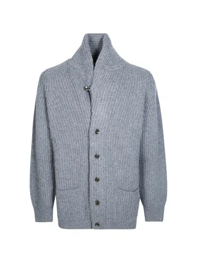 Filson Bristol Ribbed Cardigan In Blue