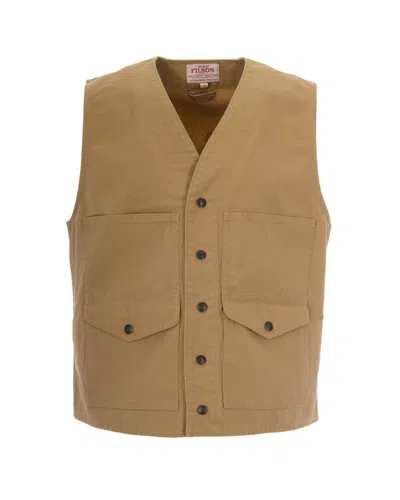 Filson Brown Solid V-neck Jacket