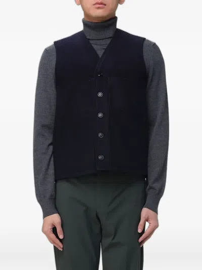 Filson Button-front Wool Gilet In Blue