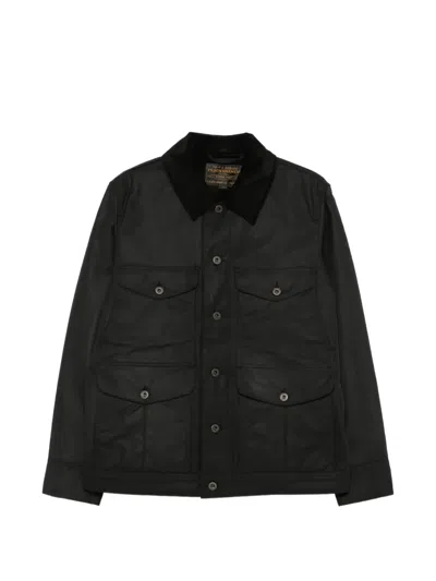 Filson Button-up Corduroy-collar Jacket In Black