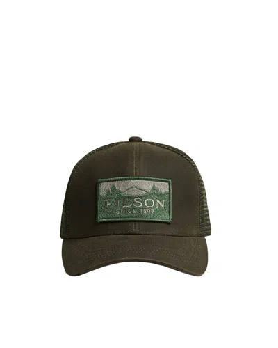 Filson Cappellino Waxed Logger Otter Green In Orange