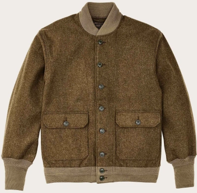 Pre-owned Filson Ccc Wool Bomber Jacket Marsh Olive, Men's L Msrp $395