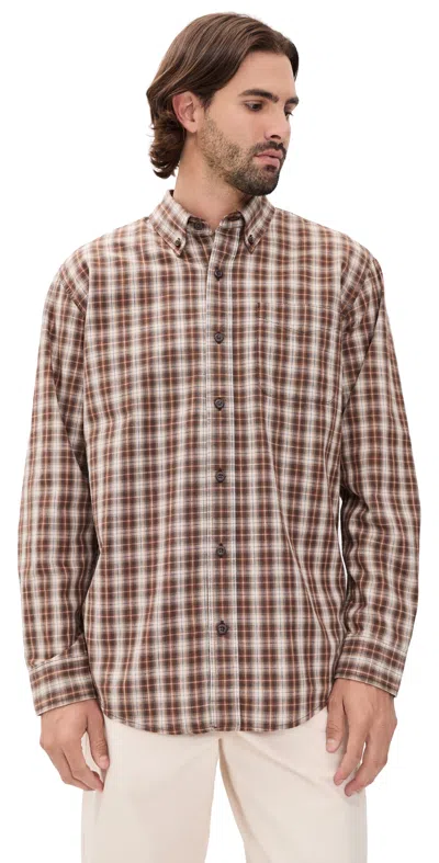 Filson Chambray Button Down Shirt Cascade Plaid In Brown