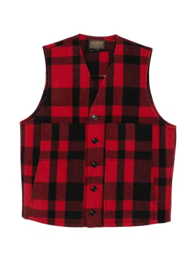 Filson Check-pattern Gilet In Red