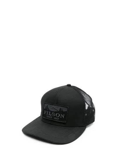 Filson Logo-patch Mesh-panel Cap In Black