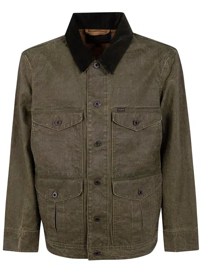 Filson Grid-pattern Corduroy-collar Jacket In Green