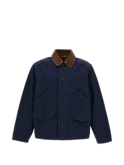Filson Dark Navy Corduroy Collar Jacket In Blue