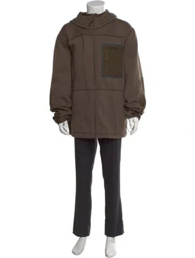 Pre-owned Filson Colorblock Pattern Mock Neck Hoodie In Brown