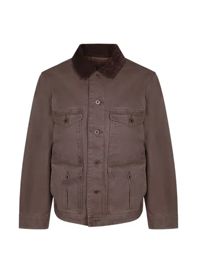 Filson Corduroy-collar Multi-pocket Jacket In Purple