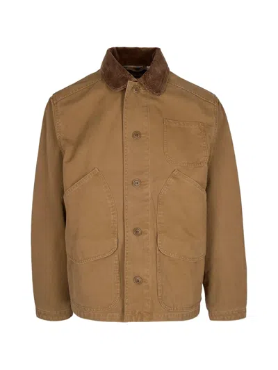 Filson Corduroy-collar Patch-pocket Jacket In Brown