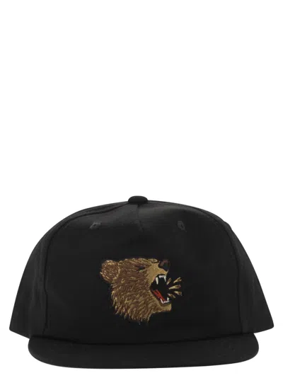 Filson Cotton Baseball Cap With Graphic Embroidery In Black