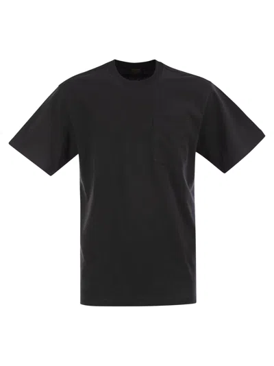 Filson Cotton T Shirt With Breast Pocket In Black