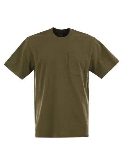 Filson Cotton T Shirt With Breast Pocket In Olive