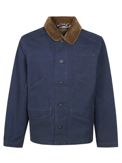 Filson Dark Navy Corduroy Collar Jacket In Blue