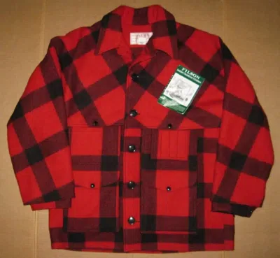 Pre-owned Filson Double Mackinaw, Raglan Sleeve Wool Jacket, Epic Wool Coat Size 46 In Red