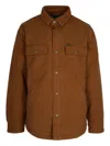 Filson Fleece-lined Brown Canvas Shirt Jacket With Metal Snap Buttons In Brown