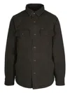 Filson Fleece-lined Cotton Canvas Shirt Jacket With Snap Closure In Black