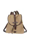 Filson Structured Tan Cotton Drawstring Backpack With Leather Accents In Neutral