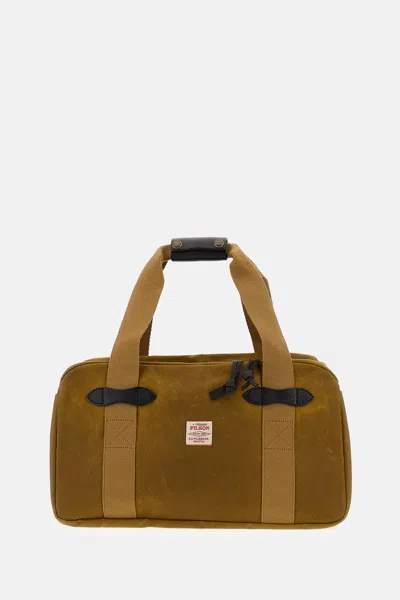 Filson Duffle Small Tin Cloth Bag In Waxed Cotton And Leather In Brown