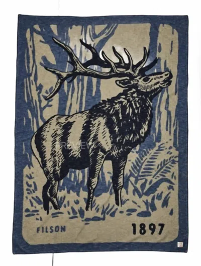 Filson Elk Cotton Blanket In Blue/elk Woods