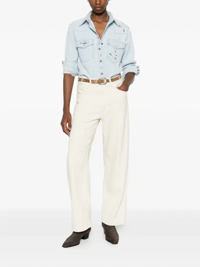 Filson Embroidered Denim Shirt In Blue