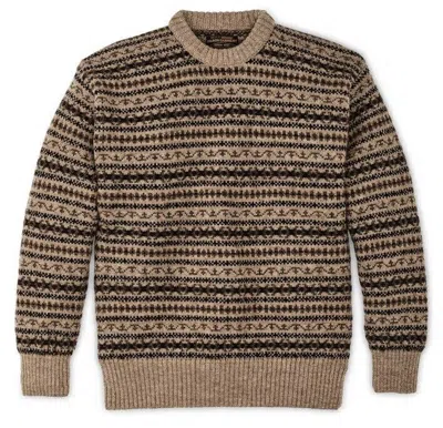 Pre-owned Filson Fair Isle Crewneck Sweater 20263566 Made In Scotland Fawn Tan Khaki Brown