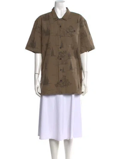 Pre-owned Filson Graphic Print Short Sleeve Button-up Top In Brown