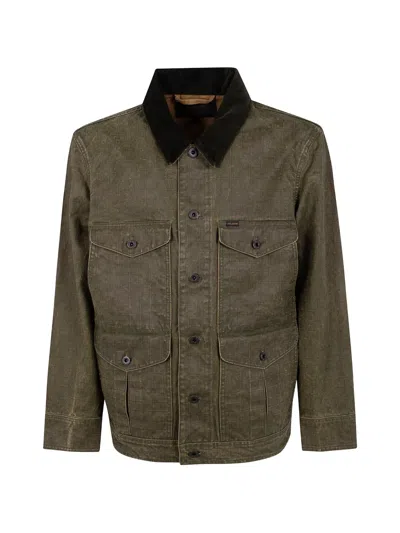 Filson Grid-pattern Corduroy-collar Jacket In Green