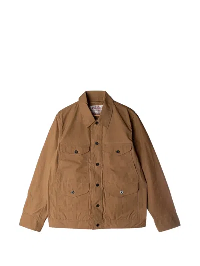 Filson Journeyman Dry-wax Button-up Flap-pocket Jacket In Brown