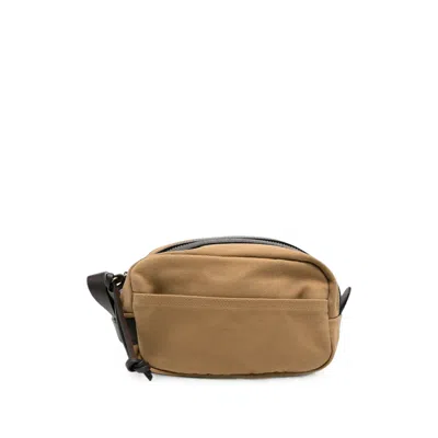 Filson Leather-trim Zip-top Wash Bag In Brown