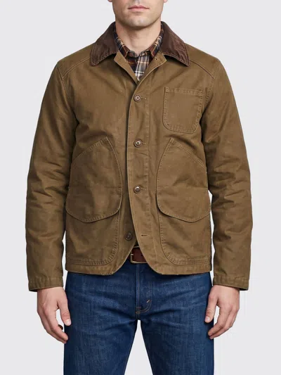 Filson Lightweight Cotton Jacket With Corduroy Collar And Logo In Brown